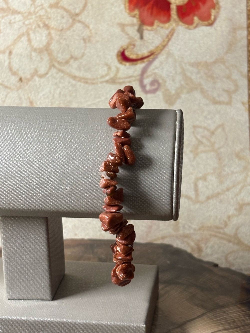 Goldstone Crystal Chip Beaded Stretch Bracelet